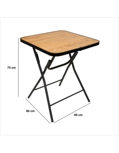 Table Pliante 60x60 En Métal Et Mélamine Beige Five 2