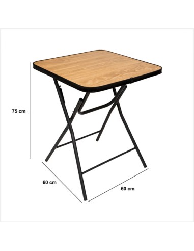 Table Pliante 60x60 En Métal Et Mélamine Beige Five