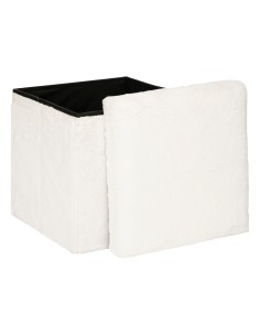 Pouf Pliant Ezzio Fourrure Blanc Atmosphera 2
