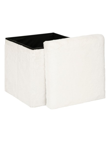 Pouf Pliant Ezzio Fourrure Blanc Atmosphera