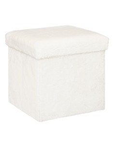 Pouf Pliant Ezzio Fourrure Blanc Atmosphera
