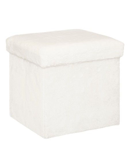 Pouf Pliant Ezzio Fourrure Blanc Atmosphera