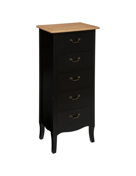 Chiffonnier 5 tiroirs Chrysa Noir Atmosphera
