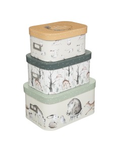 Lot de 3 boîtes de rangement Enfant Forêt Vert Atmosphera For Kids