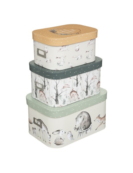 Lot de 3 boîtes de rangement Enfant Forêt Vert Atmosphera For Kids