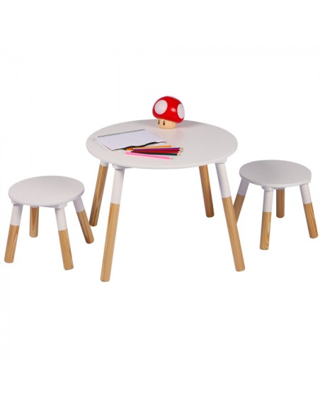 Table enfant avec 2 tabourets Blanc Judy Wild