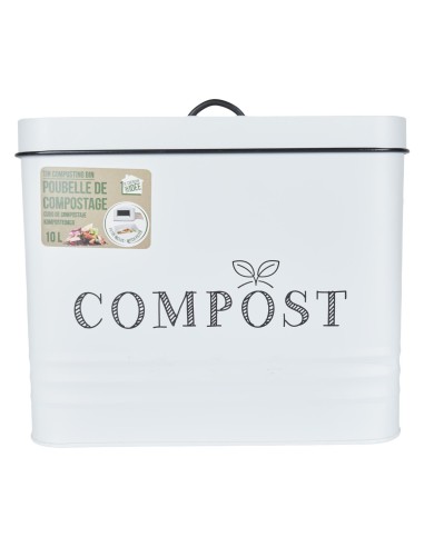 Poubelle À Composter En Métal 10l Blanc Home Deco Factory