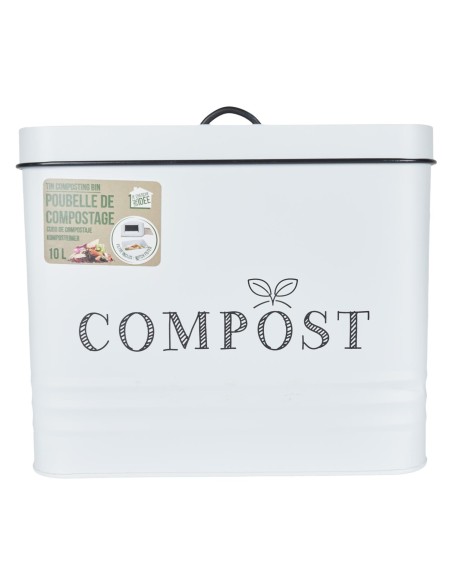 Poubelle À Composter En Métal 10l Blanc Home Deco Factory