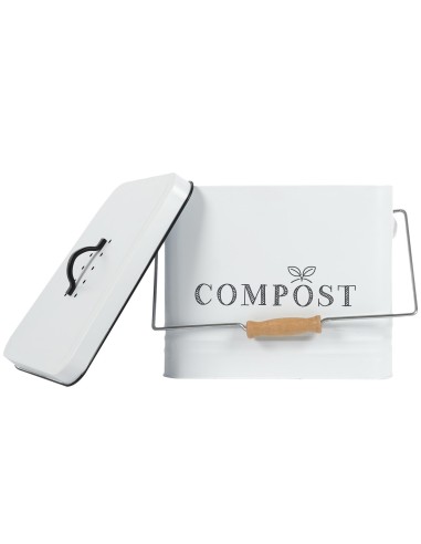 Poubelle À Composter En Métal 10l Blanc Home Deco Factory