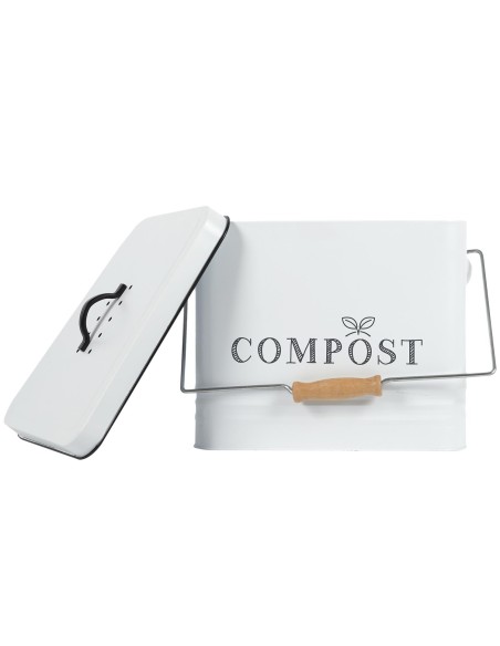 Poubelle À Composter En Métal 10l Blanc Home Deco Factory