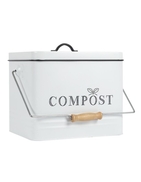 Poubelle À Composter En Métal 10l Blanc Home Deco Factory