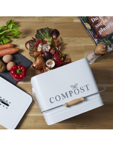 Poubelle À Composter En Métal 10l Blanc Home Deco Factory