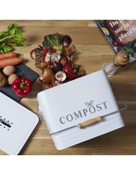 Poubelle À Composter En Métal 10l Blanc Home Deco Factory