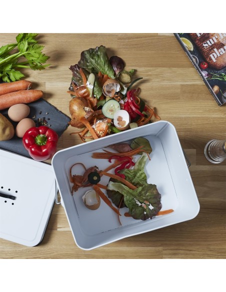 Poubelle À Composter En Métal 10l Blanc Home Deco Factory