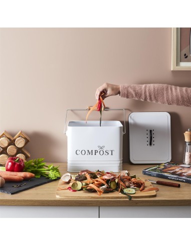 Poubelle À Composter En Métal 10l Blanc Home Deco Factory