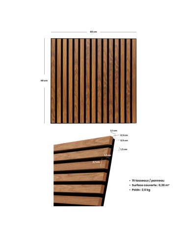 Lot De 8 Panneaux Mural Colva 60x60 Marron Tonka Atmosphera