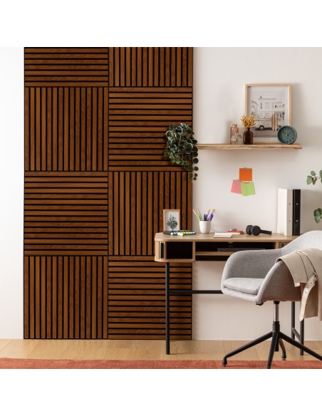 Lot De 8 Panneaux Mural Colva 60x60 Marron Tonka Atmosphera