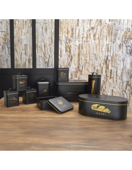 Boite À Pain En Métal Noir Doré Cook Concept