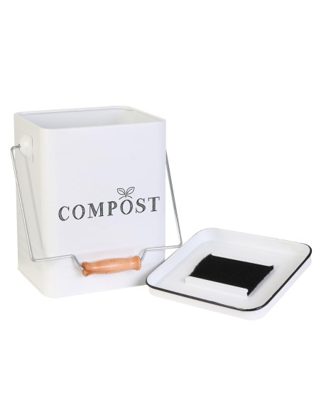 Poubelle À Composter En Métal 5l Blanc Home Deco Factory