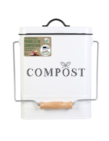 Poubelle À Composter En Métal 5l Blanc Home Deco Factory