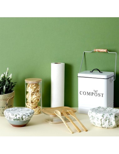 Poubelle À Composter En Métal 5l Blanc Home Deco Factory