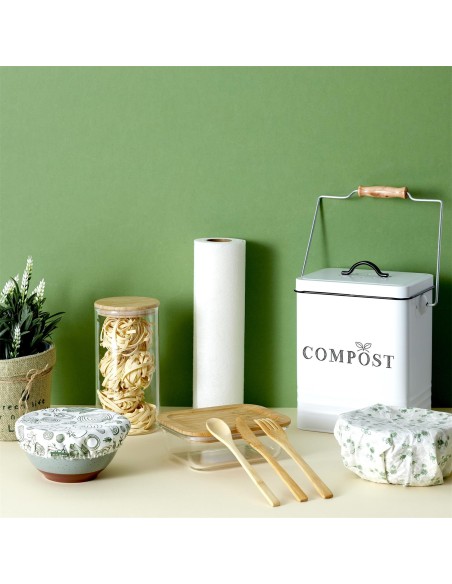 Poubelle À Composter En Métal 5l Blanc Home Deco Factory