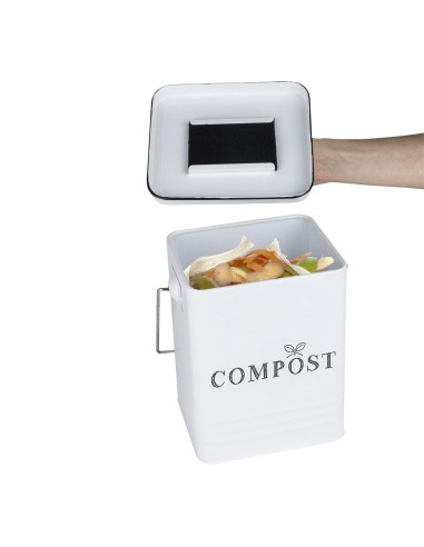 Poubelle À Composter En Métal 5l Blanc Home Deco Factory
