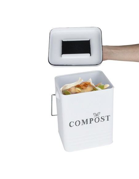 Poubelle À Composter En Métal 5l Blanc Home Deco Factory