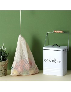 Poubelle À Composter En Métal 5l Blanc Home Deco Factory 2