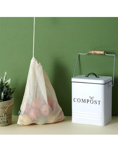 Poubelle À Composter En Métal 5l Blanc Home Deco Factory