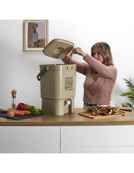 Composteur De Cuisine Beige 19L Home Deco Factory