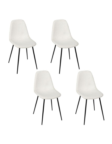 Lot De 4 Chaises Côtelé Scott Beige Home Deco Factory