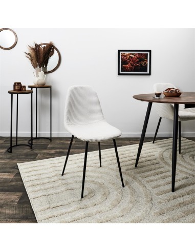 Lot De 4 Chaises Côtelé Scott Beige Home Deco Factory