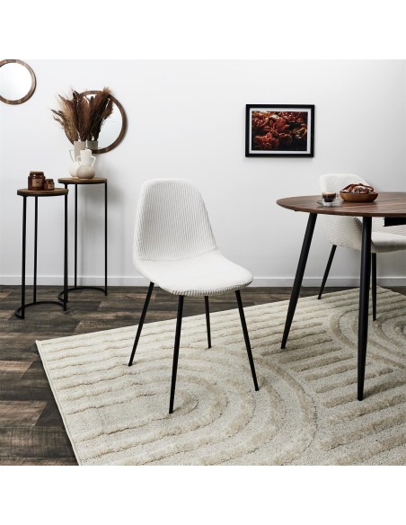 Lot De 4 Chaises Côtelé Scott Beige Home Deco Factory