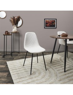 Lot De 4 Chaises Côtelé Scott Beige Home Deco Factory 2