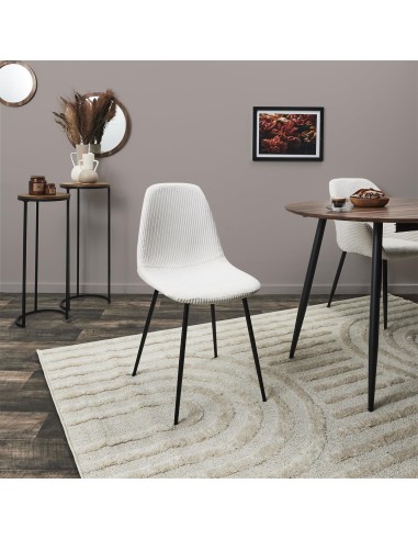 Lot De 4 Chaises Côtelé Scott Beige Home Deco Factory