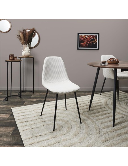 Lot De 4 Chaises Côtelé Scott Beige Home Deco Factory