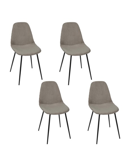 Lot De 4 Chaises Côtelé Scott Taupe Home Deco Factory