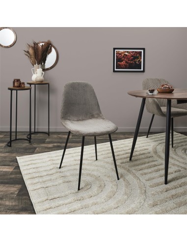 Lot De 4 Chaises Côtelé Scott Taupe Home Deco Factory