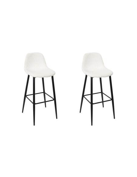 Lot De 2 Chaises De Bar Côtelé Scott Beige Home Deco Factory