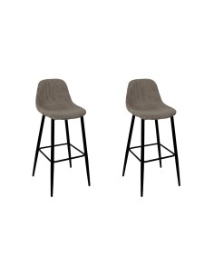 Lot De 2 Chaises De Bar Côtelé Scott Taupe Home Deco Factory