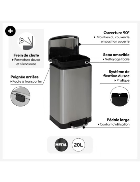 Poubelle À Pédale Ariane 20l Inox Five