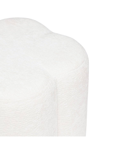 Pouf Fleur Lavon Chenille Blanc Atmosphera