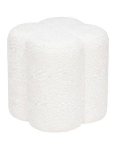 Pouf Fleur Lavon Chenille Blanc Atmosphera