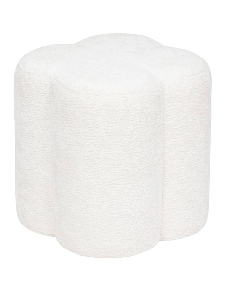 Pouf Fleur Lavon Chenille Blanc Atmosphera