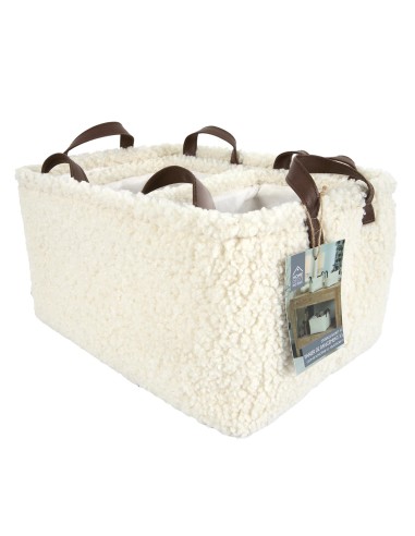 Lot De 3 Paniers De Rangement Bouclette Blanc Home Deco Factory