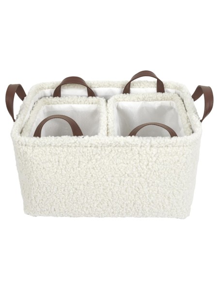 Lot De 3 Paniers De Rangement Bouclette Blanc Home Deco Factory