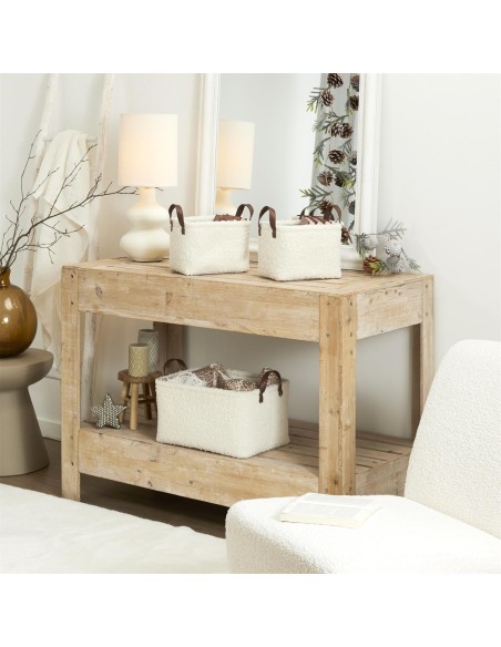 Lot De 3 Paniers De Rangement Bouclette Blanc Home Deco Factory