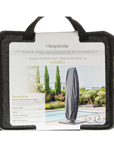 Housse De Protection Hambo Parasol Déporté L Gris Hespéride