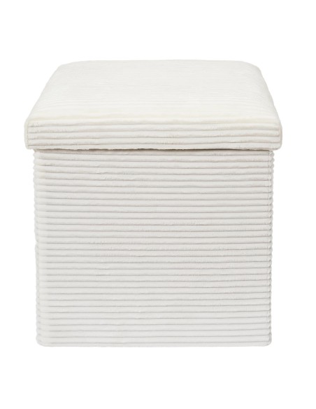 Coffre Pouf Pliable Côtelé Scott Beige Home Deco Factory